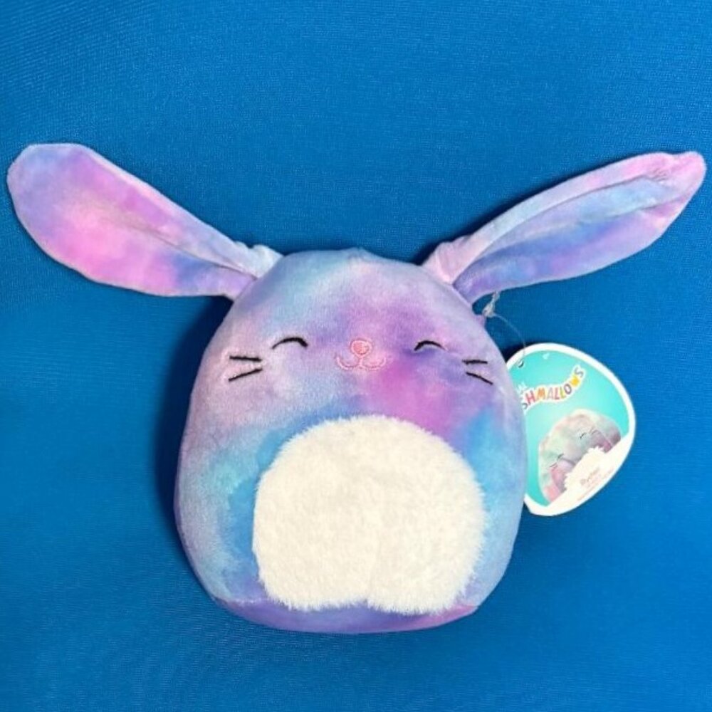 NWT SQUISHMALLOWS AMAZING COLORS ~ 5" RYDER THE TIE DYE BUNNY / RABBIT KELLY TOY